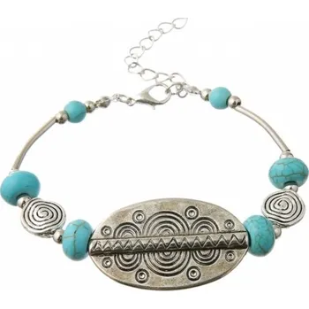 Náramek Kovový náramek Vintage Tibet s tyrkysovými kamenemy
