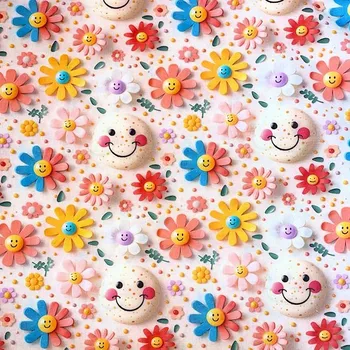 Bavlněná látka Veselé kytičky na bílé, š. 150 cm EU