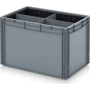 paleta Euro přepravka s příčnými a podélnými přepážkami 60 x 40 x 42 cm - Stříbrošedá - materiál: PP - EG GEF QLT 6442 HG