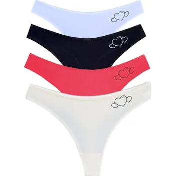 Kalhotky PeSaiL Dámské bavlněné tanga - Lmmg 371 Srdíčka (4ks v balení) Barva: Mix barva, Velikost: XL/XXL