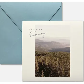 Přání pozdrav ze Šumavy s textem: Kopec ticha, vrchol klidu