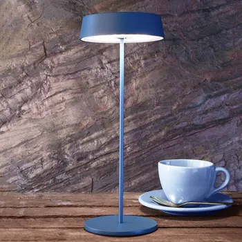 Venkovní osvětlení Deko-Light LED stolní lampa Miram s baterií stmívatelná modrá - výška stínidla 3 cm; Ø noha 10,2 cm modrý LED 2,2 W celkem - Doprava zdarma