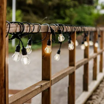 Lampička Eko-Light Světelná řetěz Girlanda IP44 černá 15 m bez žárovek - Držák - výška 6 cm, Ø 3,5 cm černý 15 x 10 W LED - Doprava zdarma