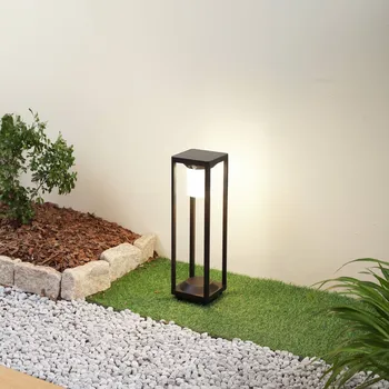 Venkovní osvětlení Lucande LED solární světlo na cestu Nilea, 50 cm, černé, senzor - Výška podstavce 3,4 cm; stínítko - délka 9 cm, šířka 9 cm, výška 10,2 cm; solární modul - délka 13,9 cm, šířka 13,9 cm pískově černá LED 1,9 W celkem - Doprava zdarma