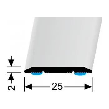 přechodová lišta Küberit Přechodová lišta nízká 25x2 mm Barva: bílá F15 - RAL 9016, Délka: 300 cm, Montáž: Samolepící