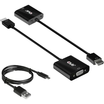 Elektrická zásuvka club3D CAC-1302 HDMI / VGA adaptér [1x HDMI zástrčka - 1x VGA zásuvka] černá 50 cm