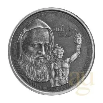 1 unce stříbrná mince Gibraltar Perseus mit dem Kopf der Medusa 2021 - Antik Finish