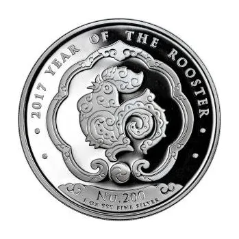 1 unce stříbrná mince Kingdom of Bhutan Lunar kohout 2017
