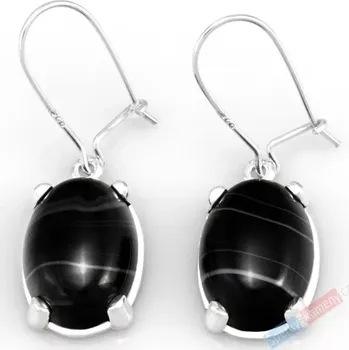 Náušnice Stříbrné náušnice (Ag 925/1000) s onyxem QA, oválky cca 14 x 10 mm (ON6054U)