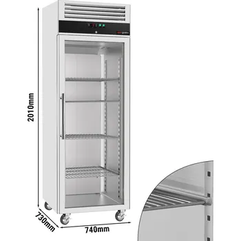Vinotéka G.Gastro Commercial Upright Display Freezer 600L Glass Door Stainless Steel ECO – Anti-Fog Heated Frame - -22 to -18 °C - R290