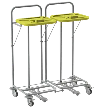 Odpadkový koš VK 80 - 2N vozík na třídění odpadu a prádla, nožní otevírání plast - VK - žlutý