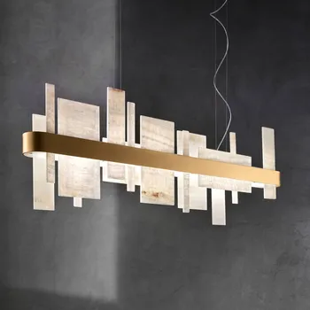 Masiero LED závěsné světlo Honicé S100, délka 100 cm zlatá, krémová 1 x 9,36 W LED (up) + 1 x 21,1 W LED (down) - Doprava zdarma