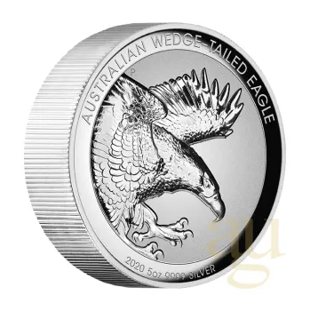 5 uncí stříbrná mince Austrálie Wedge Tailed Eagle 2020 Incused High Relief - leštěná deska