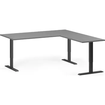 B2B Partner Rohový výškově nastavitelný stůl, 180x180 cm, 3 motory, L/P, černá podnož, grafit