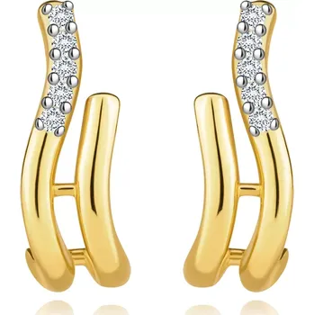 Náušnice Náušnice ze smíšeného 14K zlata - vlny s deseti brilianty čiré barvy