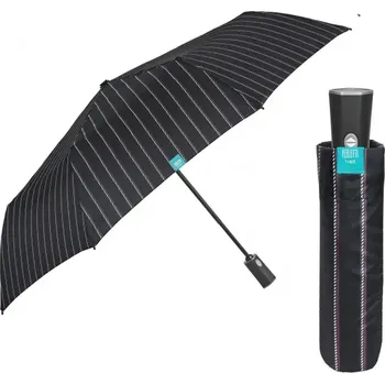 PERLETTI Time, Pánský plnoautomatický skládací deštník Gessato / černý, 26347