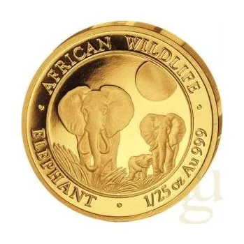 1/25 uncí zlatá mince Somálsko slon 2014