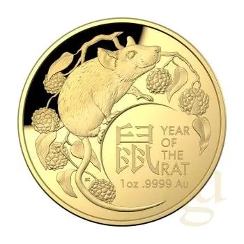 1 unce zlatá mince Austrálie RAM Lunar krysa 2020 - leštěná deska