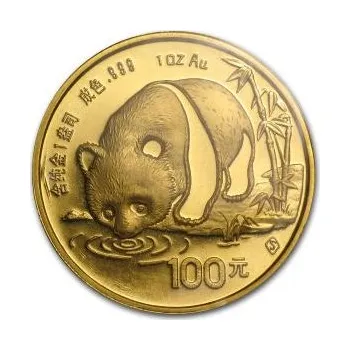 1/10 uncí zlatá mince China Panda 1987