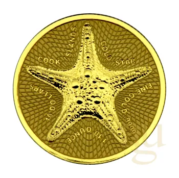 1/10 uncí zlatá mince Cook Islands Seestern 2021