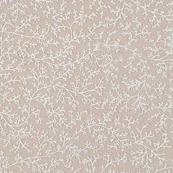 Vyšívaný tyl bílý, větvičky s perličkami, š.130/150