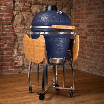 Zahradní gril Keramický gril KODIAK šedomodrý - zvýhodněný SET včetně příslušenství