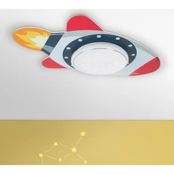 Elobra Stropní svítidlo Starlight rocket LED šedá, červená LED 14 W celkem - Doprava zdarma