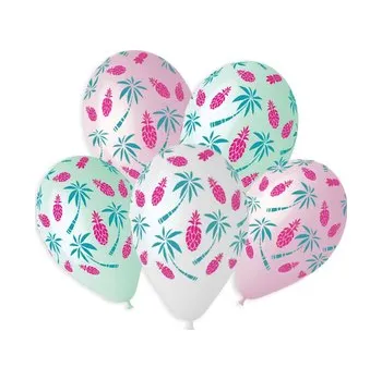 Balónky s potiskem 5ks OBYČ. Palmy a ananas