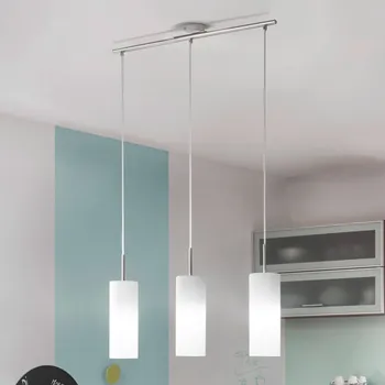 Svítidlo EGLO Závěsná lampa Troy, matný nikl/satin, 3 plameny - Skleněné stínidlo - Ø 10,5 cm, výška 27 cm satinovaný, matný nikl 3 x 60 W - Doprava zdarma