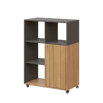 Šatní skříň AERO 33 L kancelářská skříň, 1-dveřová/4 niky, levá, 1100x800x400, kolečka, lávově šedá/coco bolo