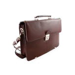 Hnědá kožená aktovka se dvěma vnitřními přihrádkami