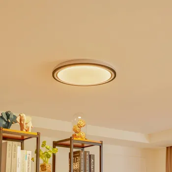 Lampička Lindby Smart LED stropní svítidlo Arvada, RGBIC, výška 7 cm, Tuya - Stříška - Ø 45 cm, výška 1,7 cm bílá, černá LED 30 W celkem - Doprava zdarma