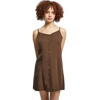Dámské šaty Mini šaty z viskózy s knoflíky po celé délce Urban Classics Barva: Hnědá, Velikost: 5XL