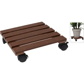 Květináč PROGARDEN Podstavec pod květináč s kolečky 29X29cm hnědý KO-X64000070