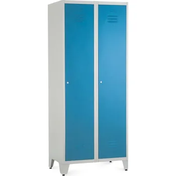 Šatní skříň Kovová šatní skříňka, 80 x 50 x 191,5 cm, nastavitelné nožky, cylindrický zámek, modrá - ral 5012