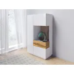 Nízká vitrína Silke 4 - pravá - bílá / bílý lesk / dub wotan