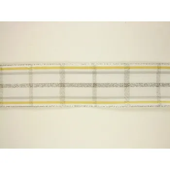 Stuha Kostková stuha s metaloplastem a drátem 40 mm, bílostříbrná