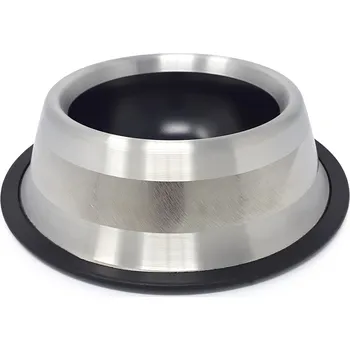 Miska pro psa PROFIZOO Miska nerezová protiskluzová 200 ml Černá (široký šedý proužek)