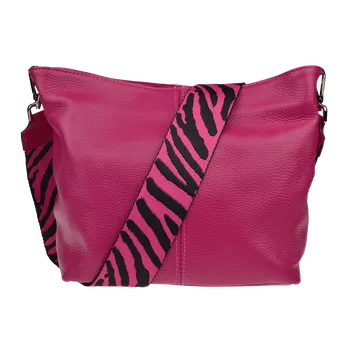 Kabelka NovaKabelka.cz Kožená italská crossbody kabelka Prisca Fuxia Scura s přídavným popruhem II
