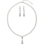 Evolution Group s.r.o. Sada šperků se syntetickými perlami a krystaly Swarovski náušnice a přívěsek bílá slza 39121.1