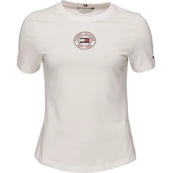 Dámské tričko Dámské triko Tommy Hilfiger SLIM NAUTICAL GRAPHIC S Bílá, Mix