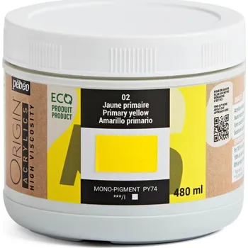 Speciální výtvarná barva Pébéo Akrylová barva Origin Acrylics 480 ml, 02 - Primary Yellow