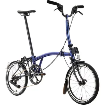 Skládací kolo Brompton P-line Explore Black Edition, Bolt Blue typ řídítek M