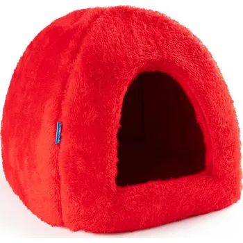 Pelíšek pro psa PROFIZOO Pelech Domeček Iglú 45 červená (Plys)