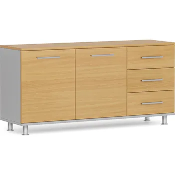 Policová skříň B2B Partner Skříňka ke stolu PRIMO, pravá, šedá / buk