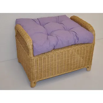 Taburet Ratanový taburet medový - polstr fialový melír - Ratanový taburet medový - polstr fialový melír, šhv= 61x45x45 cm