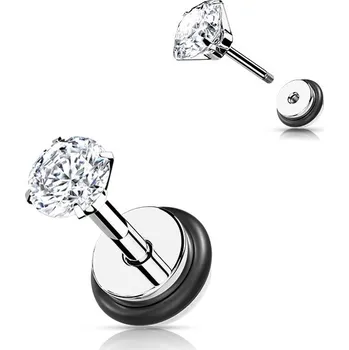Piercing Šperky4U Piercingová náušnice, čirý zirkon - 1 kus - FP104-04