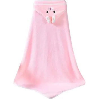 Dětská osuška s kapucí super měkká | ručník pro miminka - Růžový králík