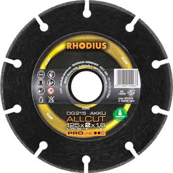 Řezný kotouč RHODIUS DG215 ACCU 125 x 2 x 1,6 x 22,23 PROline