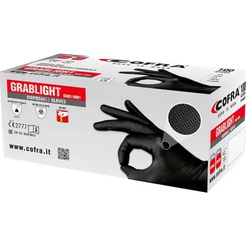 Pracovní rukavice Nitrilové rukavice Cofra GRABLIGHT jednorázové černé Velikost rukavic: 11 Kvalitní nitrové rukavice